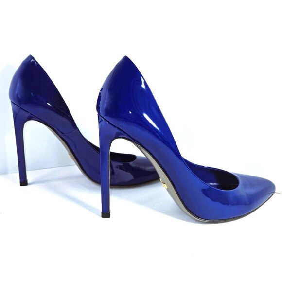GUCCI Gloria Pumps 35 Deep Zaffiro Blue Leather Stiletto Heels Shoes Size 6.5 US - Picture 1 of 8